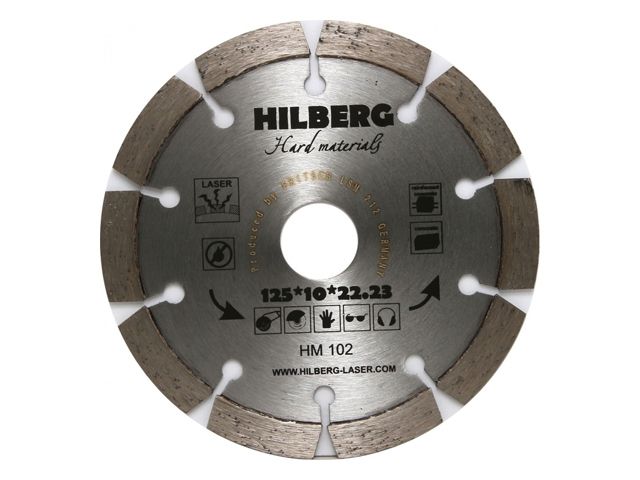 алмазный круг 125х22,23 мм по ж/бетону hard materials hilberg (лазерная сварка. обрабатываемый материал	:кирпич, керамогранит, армированный бетон, бетон, бордюрный) hm102 от BTSprom.by