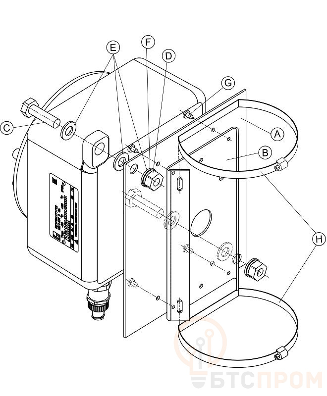 Кронштейн крепления для КМ-1 ВБ КМ-2 ВБ блоков питания уличных БПУ-2-220VAC-24VDC/2.0A ВБ на квадратные и круглые опоры d115-135мм КС-7 Тахион 70048 фото в каталоге от BTSprom.by  Кронштейн крепления для КМ-1 ВБ КМ-2 ВБ блоков питания уличных БПУ-2-220VAC-24VDC/2.0A ВБ на квадратные и круглые опоры d115-135мм КС-7 Тахион 70048 фото в каталоге от BTSprom.by