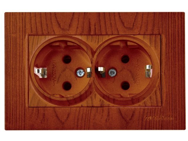 розетка 2-ая (скрытая,с/з) орех, rita, mutlusan (16 a, 250 v, ip 20) 2220 202 0257 от BTSprom.by