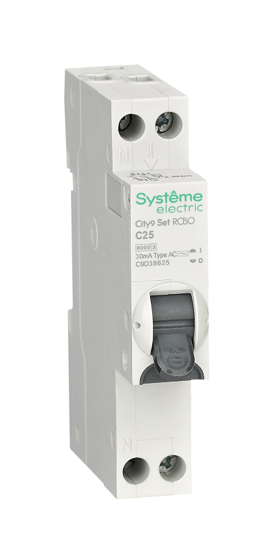 выключатель автоматический дифференциального тока 2п (1p+n) c 25а 30ма тип ac 6ка city9 18мм se c9d38625 от BTSprom.by