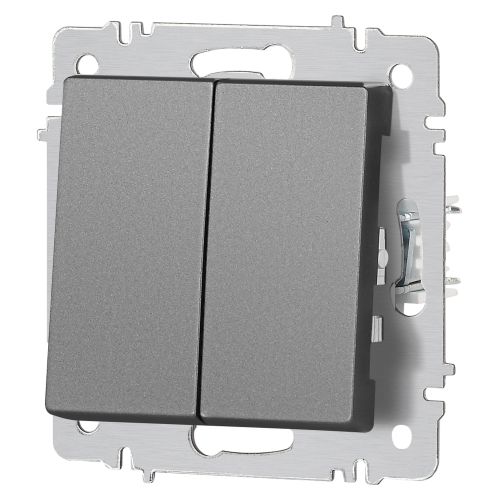  Выключатель 2-кл. СП Accent 6-104-07 10А IP20 250В AL/CU графит Intro Б0063493 фото в каталоге от BTSprom.by