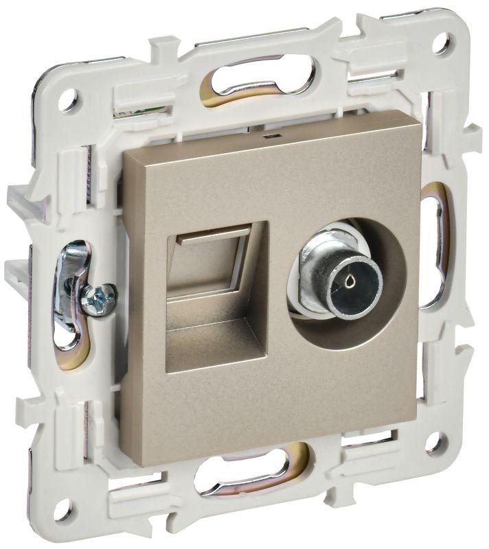розетка двойная tv+rj45 кат.6e skandy sk-a15sh шампань iek sk-ak20-2-k37 от BTSprom.by