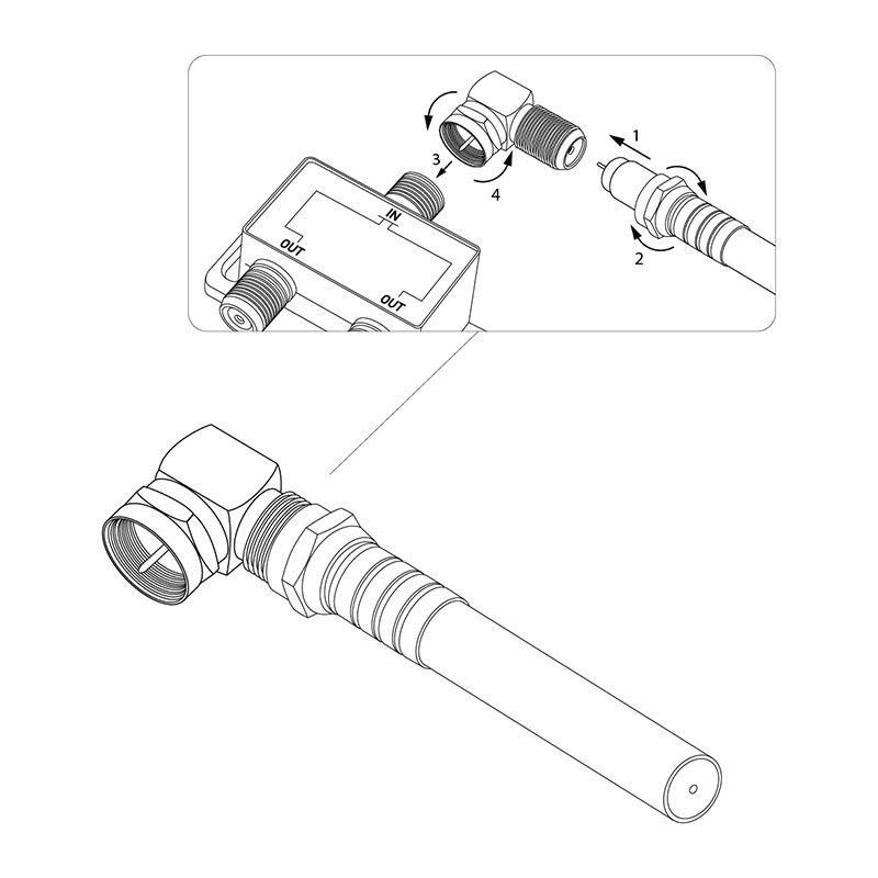  Переходник антенный штекер F-гнездо F угловой блист. Rexant 06-0021-A фото в каталоге от BTSprom.by