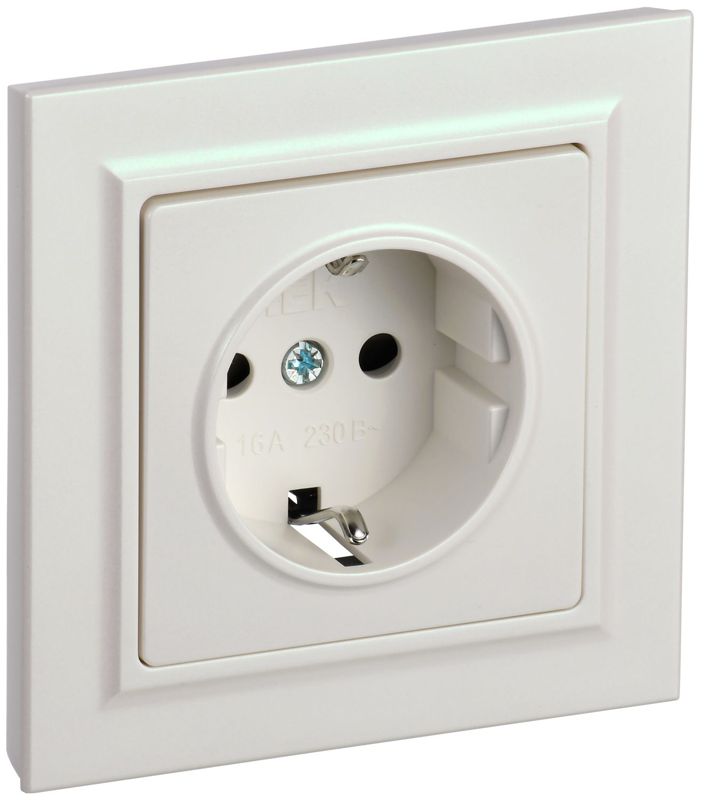 розетка сп brite рср14-1-0-брж 16а в сборе с заземл. защ. шторки жемчуж. iek br-r14-16-k36-f от BTSprom.by