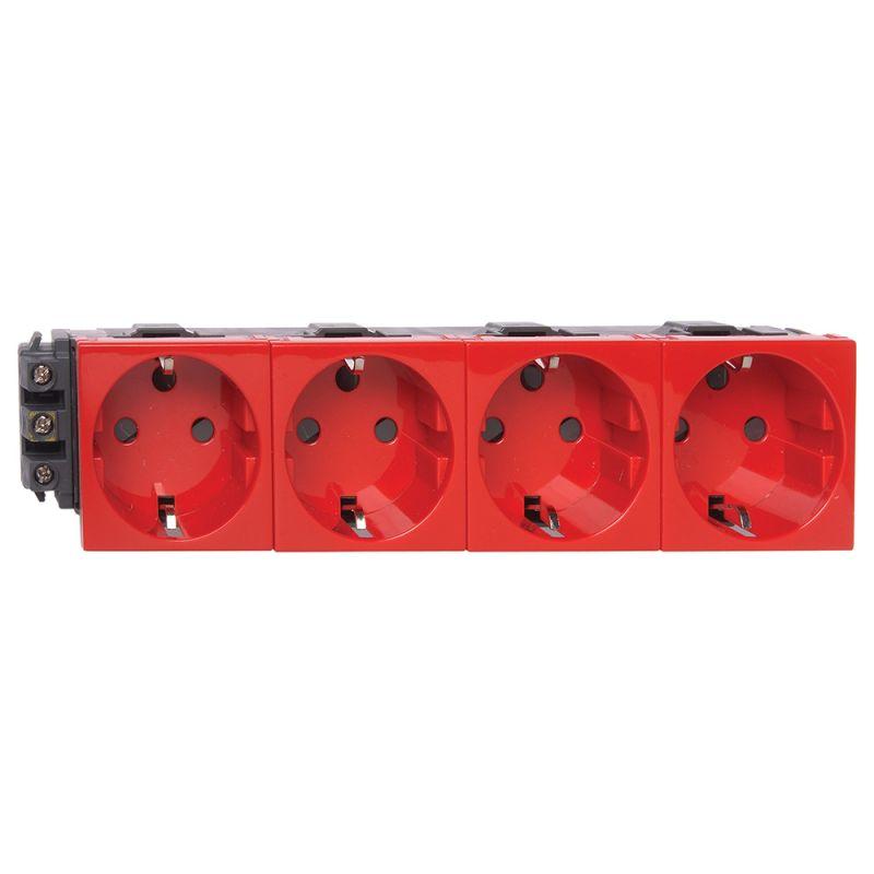 розетка 4-м сп 8мод. mosaic 16а ip20 винтов. клеммы с механич. блокировк. механизм красн. leg 077624 от BTSprom.by