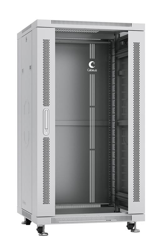 шкаф монтажный телекоммуникационный напольный sh-05c-22u60/100 19дюйм для распред. и серверн. оборудования 22u 600х1000х1166мм передн. стеклян. и задн. сплошн. метал. двери ручка с замком сер. (ral 7035) cabeus 7054c от BTSprom.by