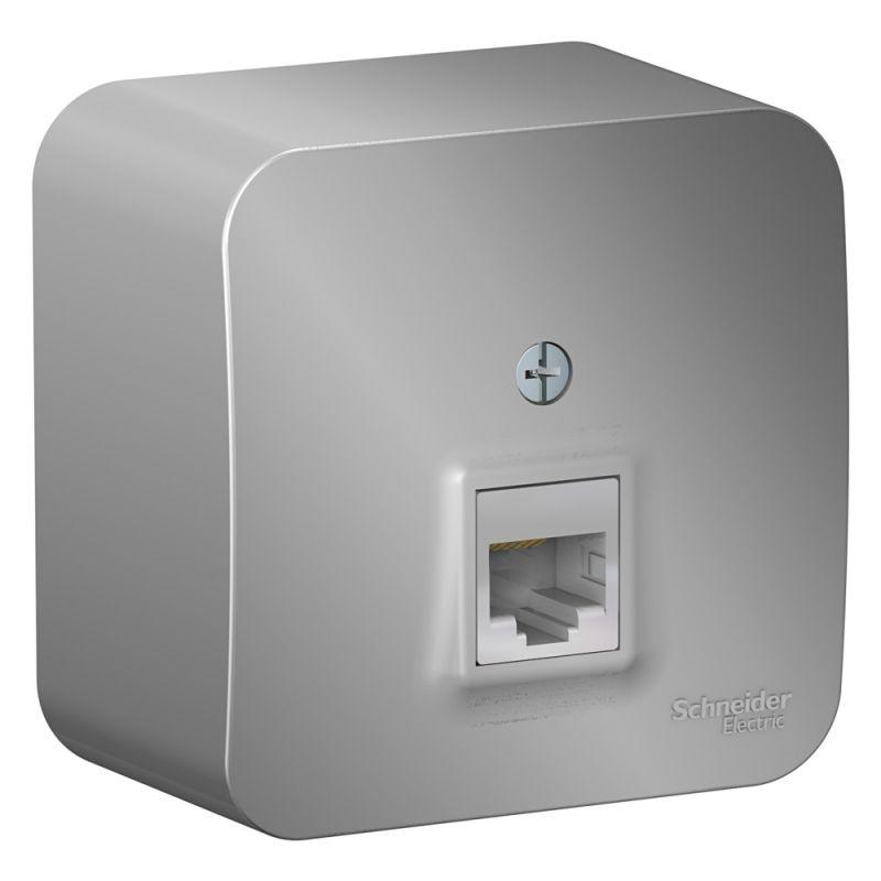 розетка компьютерная 1-м оп blanca rj45 кат.5e с изолир. пластиной алюм. se blnia045003 от BTSprom.by