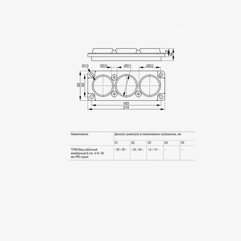  Ввод кабельный мембранный 6 отверстий d6-59мм IP65 сер. Промрукав PR08.26510 фото в каталоге от BTSprom.by