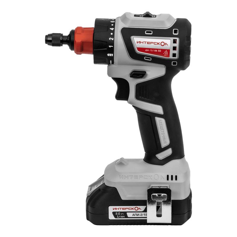  Дрель-шуруповерт аккумуляторная бесщеточн. ДА-13/18В 50 комби АПИ (Li-ion кейс 2 аккум. 2А.ч 4 насадки) ИНТЕРСКОЛ 776.2.2.79 фото в каталоге от BTSprom.by