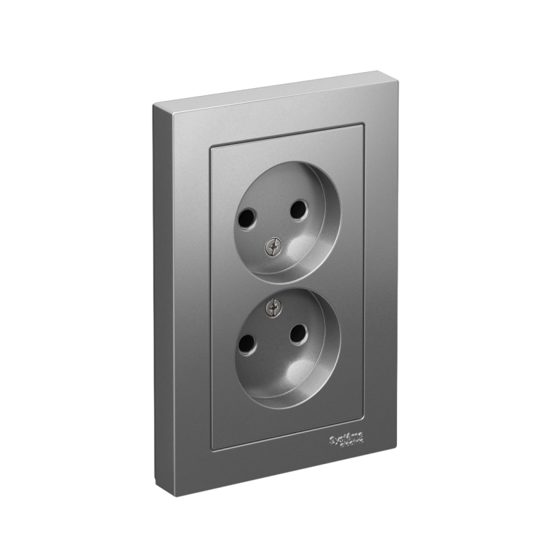 розетка 2-м сп atlasdesign 16а ip20 без заземл. в сборе сталь se atn000920 от BTSprom.by