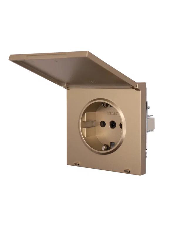  Розетка 1-мест. с/з с крышкой ПБТ СП ZIMA IP20 16А безвинт. зажим зол. LEZARD 704-3688-123BQC фото в каталоге от BTSprom.by