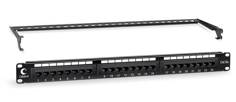 патч-панель 19дюйм 1u 24 порта rj45 кат.6a dual idc с задн. кабельн. организатором cabeus 7651c от BTSprom.by