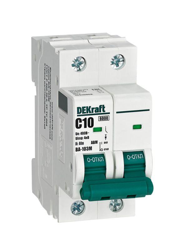выключатель автоматический модульный 2п c 10а 6ка ва-103m без теплозащиты dekraft 12510dek от BTSprom.by