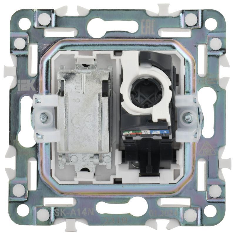  Розетка двойная TV+RJ45 кат.5E SKANDY SK-A14N никель IEK SK-AK20-1-K50 фото в каталоге от BTSprom.by