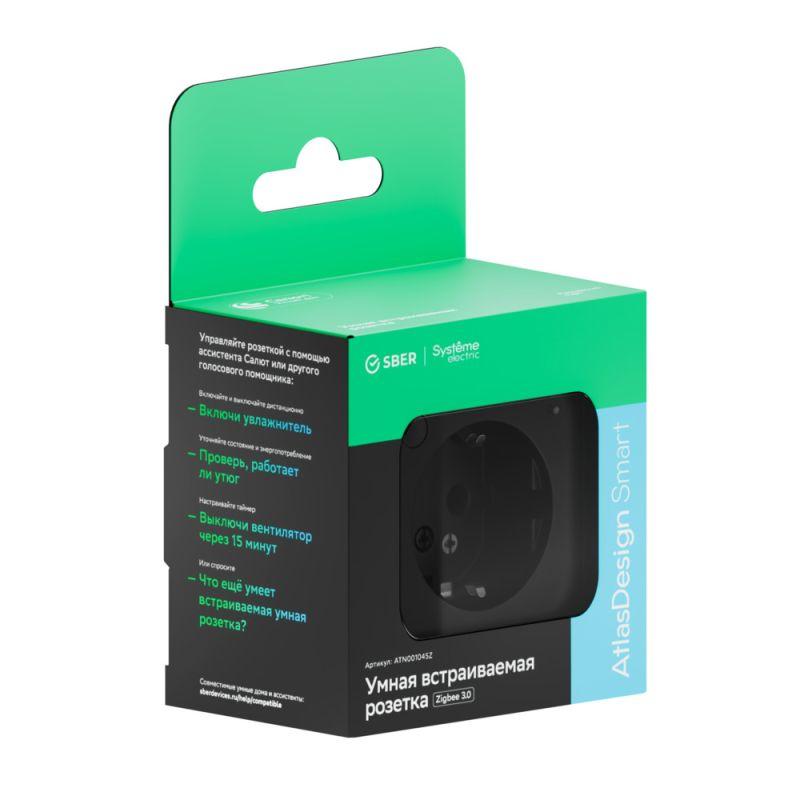  Розетка AtlasDesign Smart 16А L+N с заземл. защ. шторки Zigbee механизм карбон SE ATN001045Z фото в каталоге от BTSprom.by