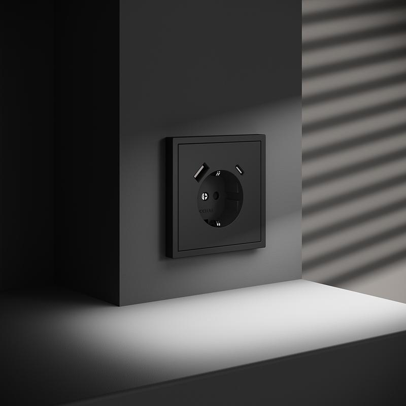  Розетка 1-м СП S70 16А с USB A+С с заземл. защ. шторки механизм черн. матов. Voltum VLS040508 фото в каталоге от BTSprom.by
