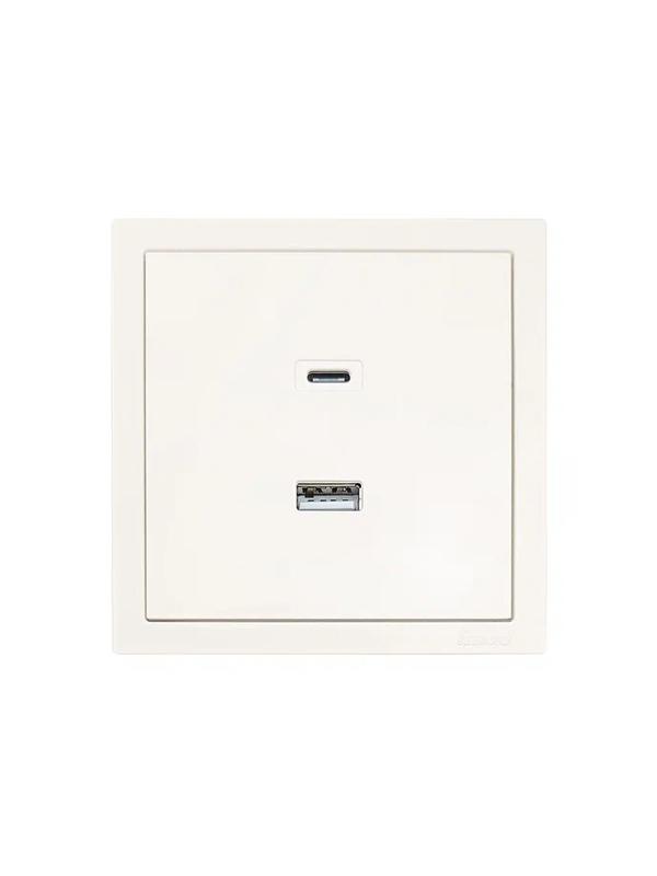  Розетка Type-C+ USB разъем СП ZIMA IP20 слон. кость LEZARD 704-9088-192TC фото в каталоге от BTSprom.by