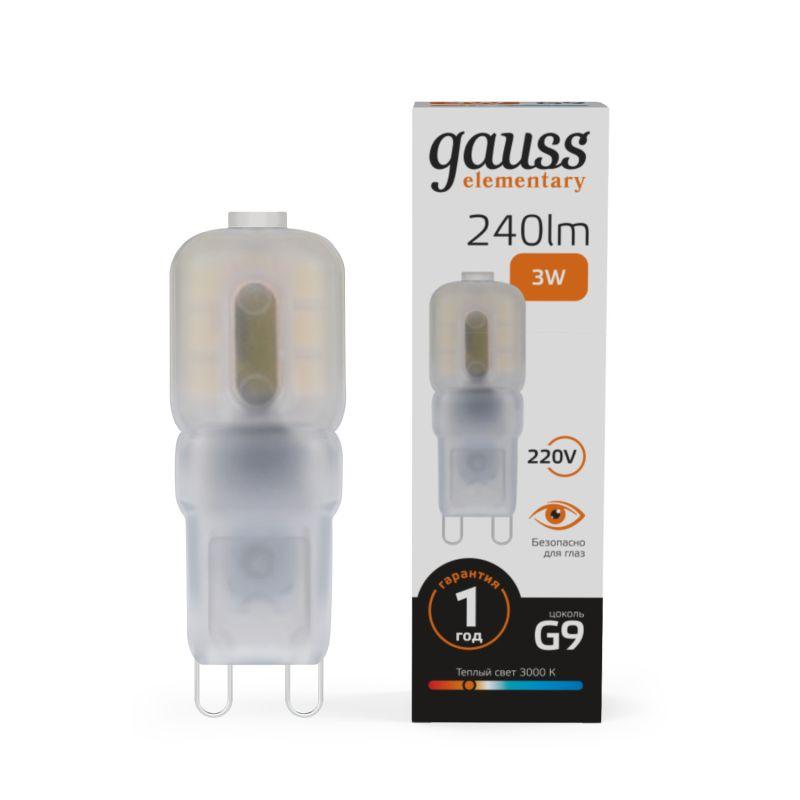 лампа светодиодная elementary 3вт капсульная 3000к тепл. бел. g4 240лм пластик gauss 14913 от BTSprom.by