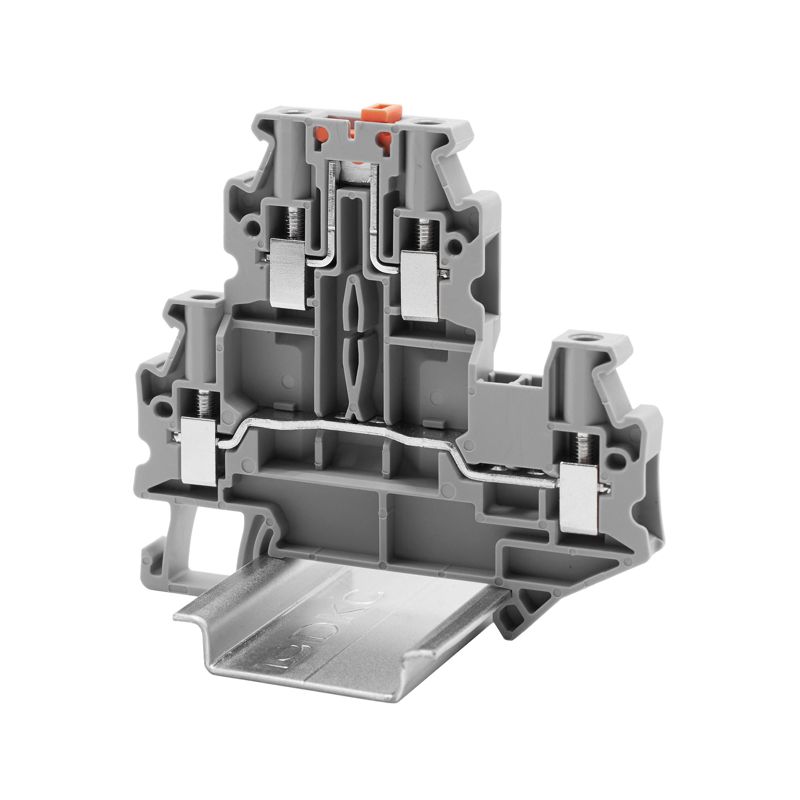 клемма двухуровневая верхний уровень с размыкателем; нижний проходной; винтовой зажим; 4 точки подключения; 4кв.мм сер. dkc tturb-4-mt от BTSprom.by