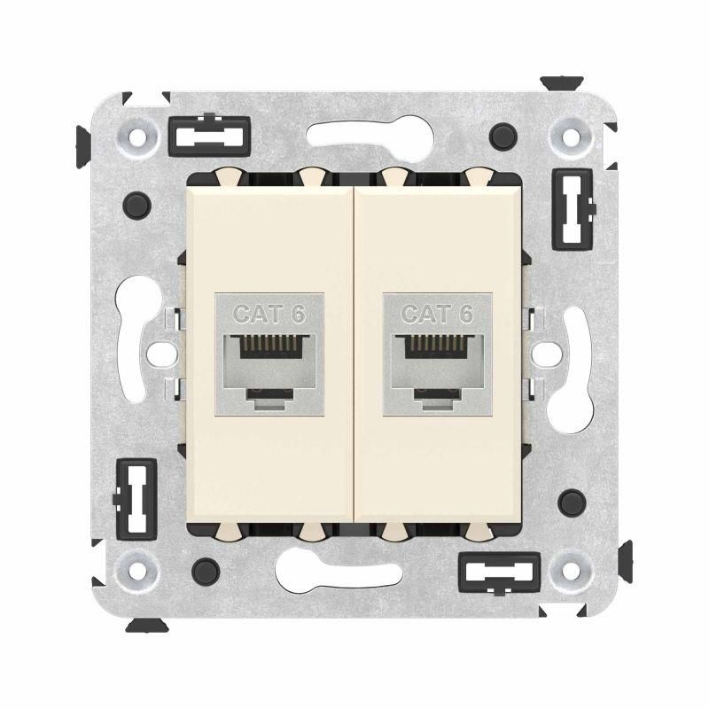 розетка компьютерная 2-м сп avanti "ванильная дымка" rj45 кат.6 без шторок экранир. механизм dkc 4405794 от BTSprom.by