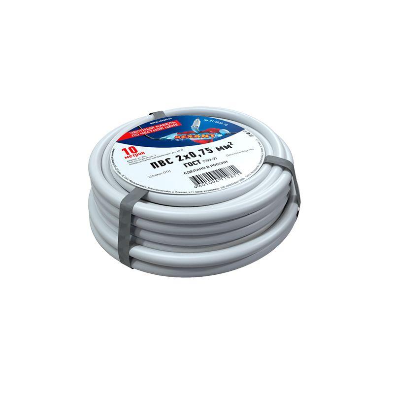провод пвс 2x0.75 б (уп.10м) rexant 01-8030-10 от BTSprom.by