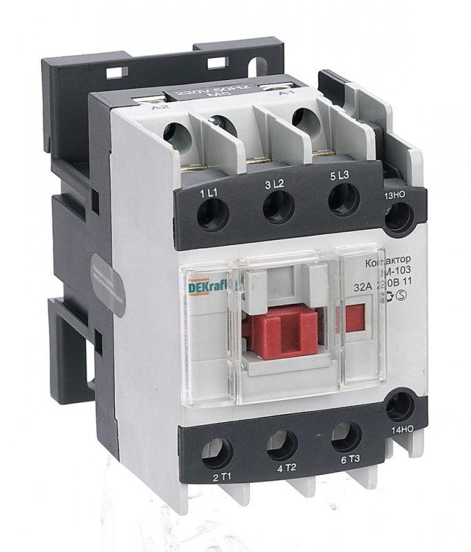 контактор км-103 32а кат. 220в ac 1но+1нз ac-3 dekraft 22123dek от BTSprom.by