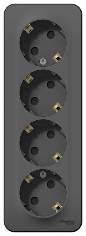 розетка 4-м оп blanca 16а ip20 250в с заземл. защ. шторки с изолир. пластиной антрацит se blnra011416 от BTSprom.by