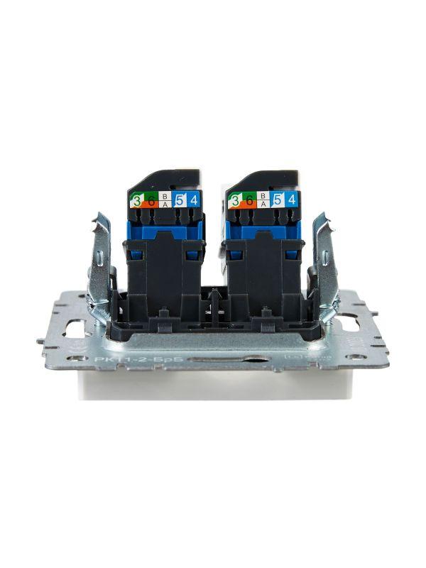  Розетка компьютерная двойн. СП RJ45 кат.6 BRITE РК11-2-БрБ механизм бел. IEK BR-K20-2-K01 фото в каталоге от BTSprom.by