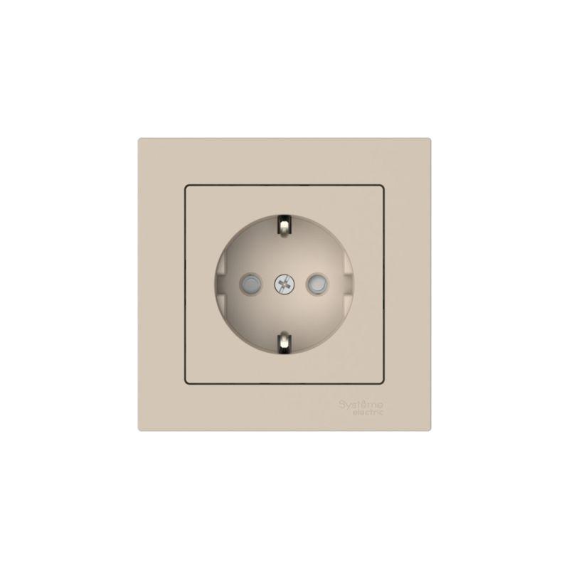  Розетка AtlasDesign 16А с заземл. защ. шторки быстрозажим. клем. в сборе песочн. SE ATN001244S фото в каталоге от BTSprom.by