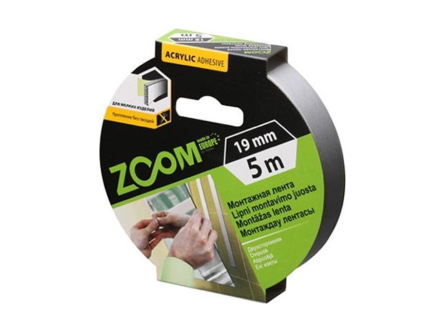 лента двухсторонняя монтажная клейкая  zoom (пеновая) 25ммх5м (белая) 02-5-3-202 от BTSprom.by