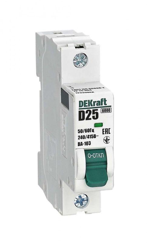 выключатель автоматический модульный 1п d 25а 6ка ва-103 dekraft 12339dek от BTSprom.by