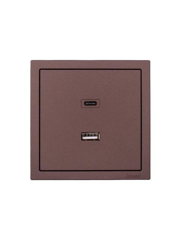  Розетка Type-C+ USB разъем СП ZIMA IP20 шоколад LEZARD 704-7388-192TC фото в каталоге от BTSprom.by