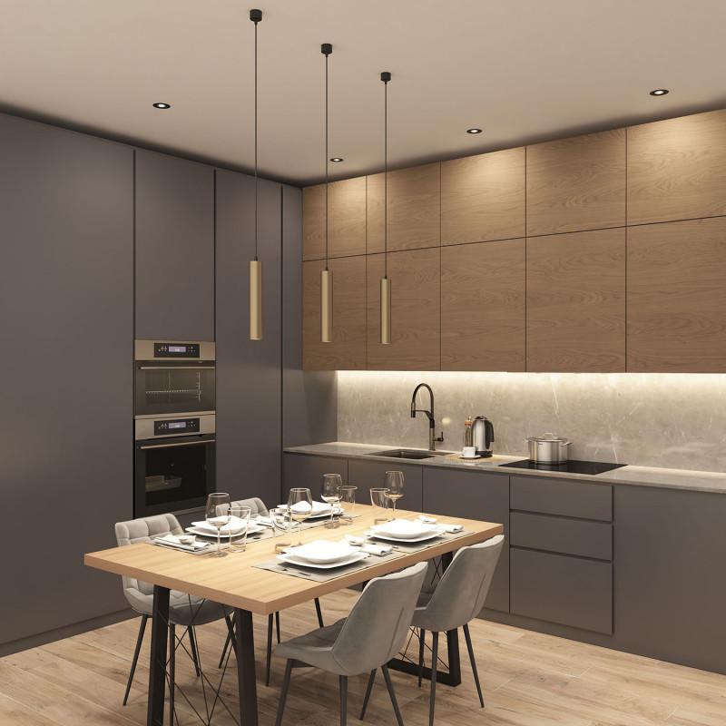  Светильник 15Вт GU10 IP20 подвесной алюм. матов. зол. с черн. DENKIRS 678708 фото в каталоге от BTSprom.by