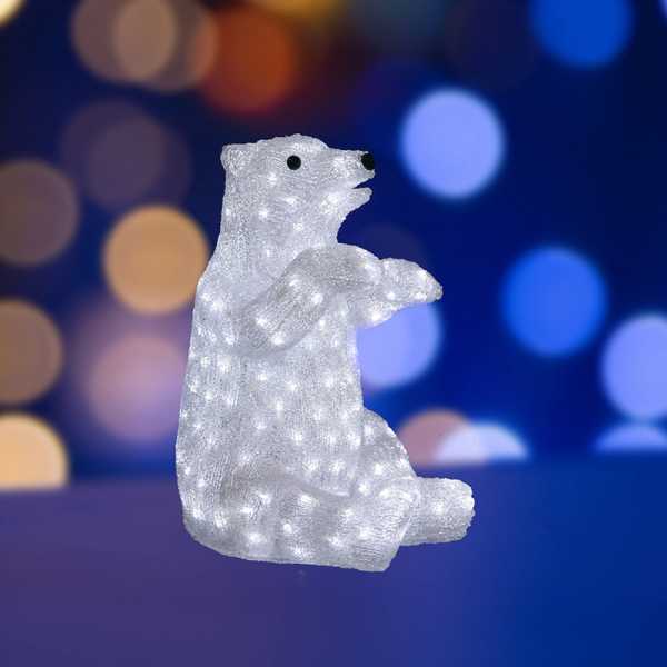 акриловая светодиодная фигура "белый медведь" 36х41х53 см, 200 светодиодов, ip65, понижающий трансформатор в комплекте, neon-night от BTSprom.by
