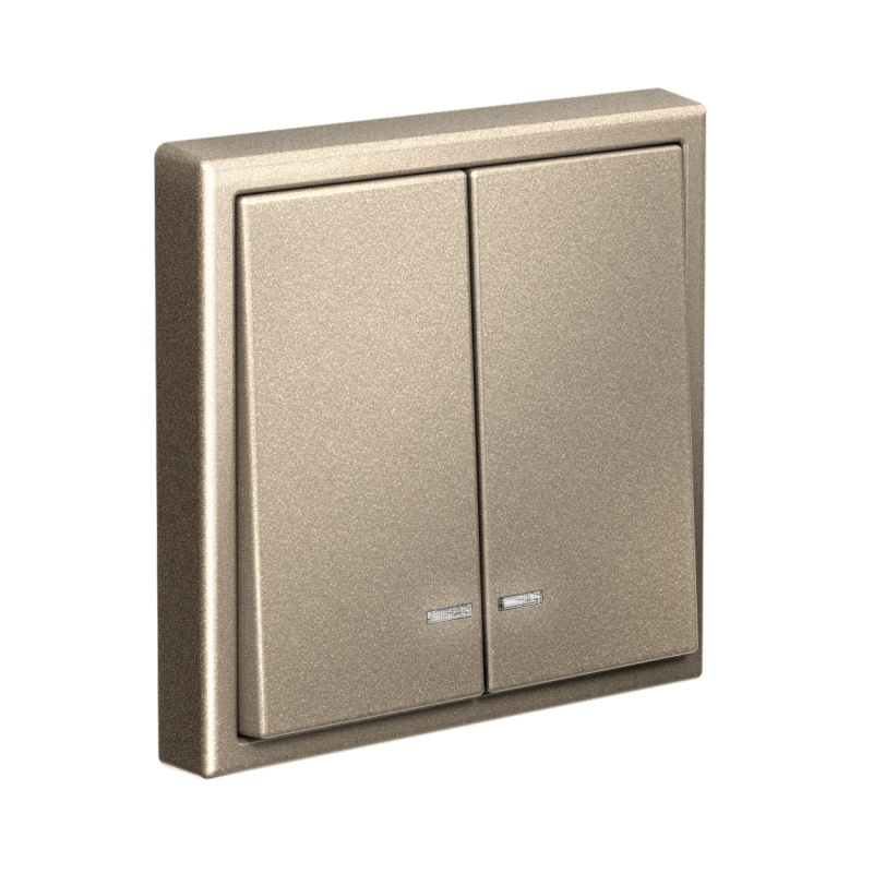  Выключатель 2-кл. ArtGallery (сх. 5а) 10AX с подсветкой механизм шампань SE GAL000553 фото в каталоге от BTSprom.by