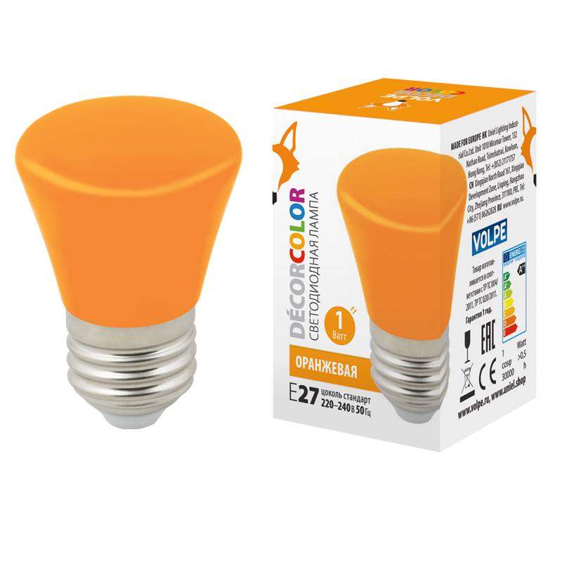 лампа светодиодная led-d45-1w/orange/e27/fr/с bell колокольчик 1вт матовая оранж. e27 декоративная (упак. картон) volpe ul-00005642 от BTSprom.by