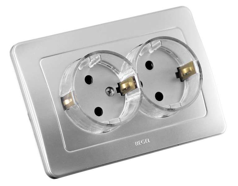 розетка 2-м сп мастер 16а ip20 250в с заземл. (стакан) серебр. hegel рс16-381-06 от BTSprom.by