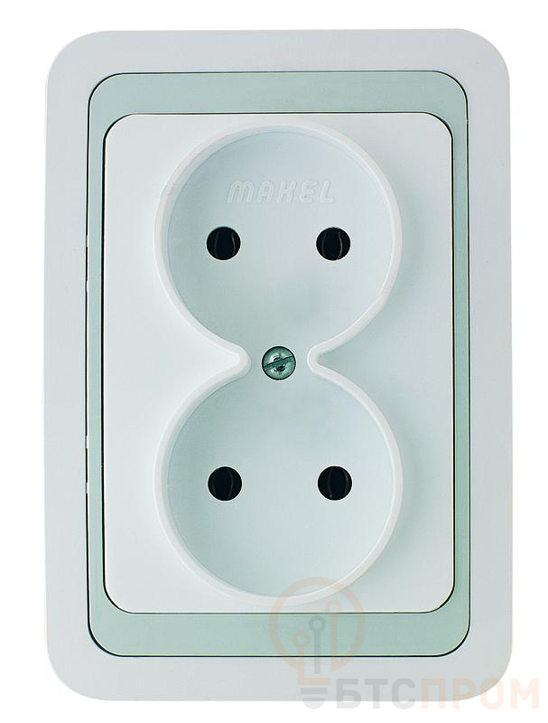 Розетка 2-м СП Mimoza 10А без заземл. бел./сер. Makel 12417 фото в каталоге от BTSprom.by  Розетка 2-м СП Mimoza 10А без заземл. бел./сер. Makel 12417 фото в каталоге от BTSprom.by