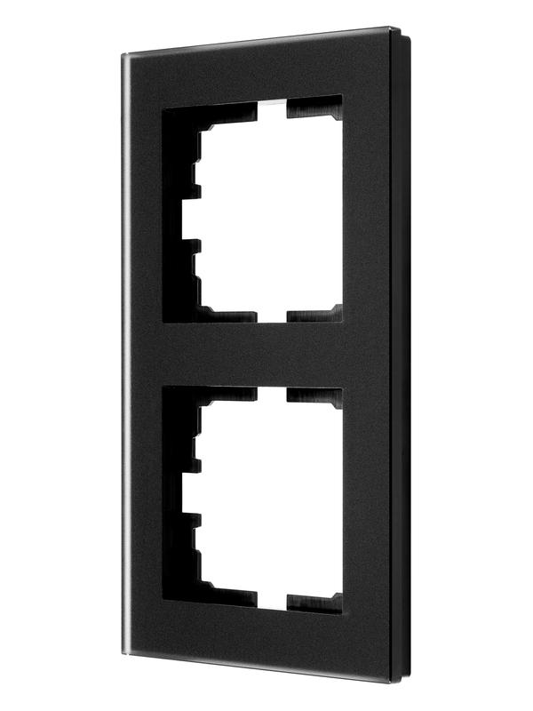 рамка 2-местн. вертик. vesna стекло черн. матов. lezard 742-5980-152 от BTSprom.by