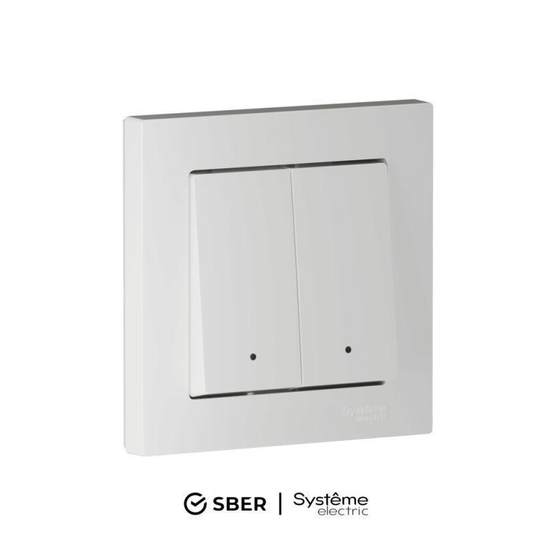 выключатель 2-кл. atlasdesign smart 10а (сх. 5) l+n с подсветкой zigbee механизм бел. se atn000153z от BTSprom.by