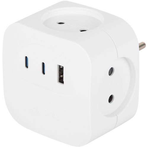 разветвитель 4-м sp-4-3usbac-w + 3 usb a+c со шторками 10а бел. эра б0069083 от BTSprom.by