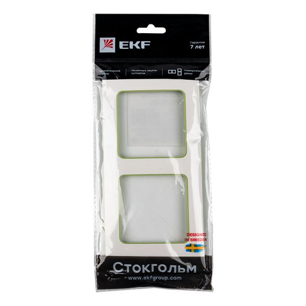  Рамка 2-м Стокгольм бел. с линией цвета зел. PROxima EKF EXM-G-303-20 фото в каталоге от BTSprom.by