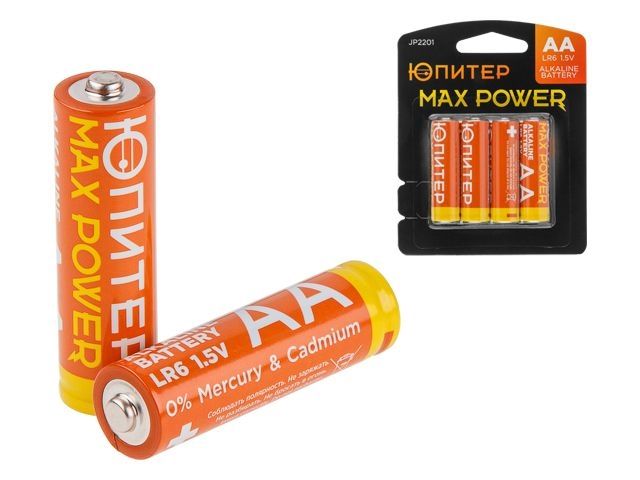 батарейка aa lr6 1,5v alkaline 4шт. юпитер max power jp2201 от BTSprom.by
