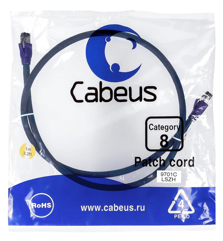 патч-корд s/ftp кат.8 pc-sstp-rj45-cat.8-1m-lszh 2xrj45/8p8c экранир. lszh (40g 2000 mhz) 1м син. cabeus 9701c от BTSprom.by