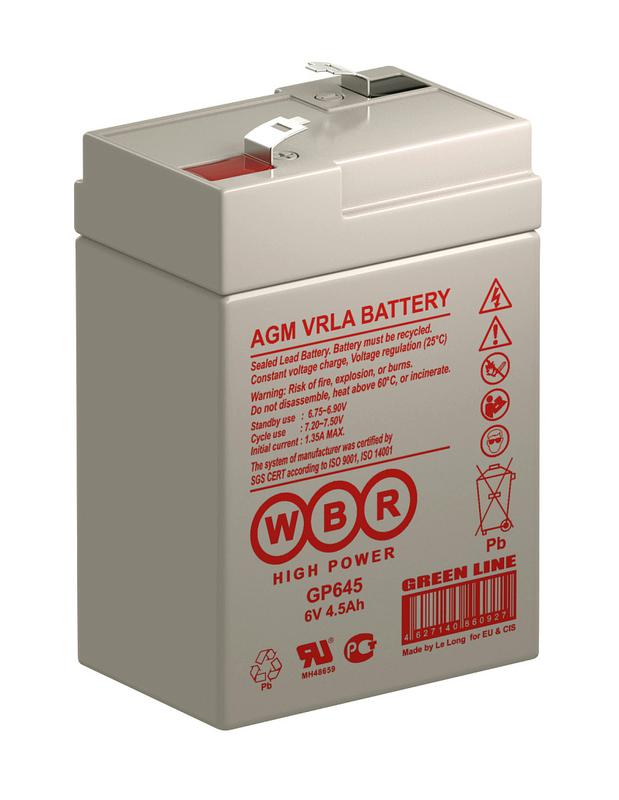  Аккумулятор 6В 4.5А.ч WBR GP645 WBR фото в каталоге от BTSprom.by