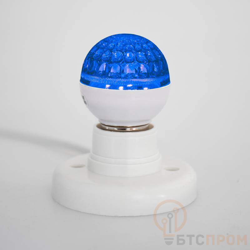  Лампа шар E27, 10 LED, диаметр 50, синяя, 24В (постоянное напряжение) фото в каталоге от BTSprom.by
