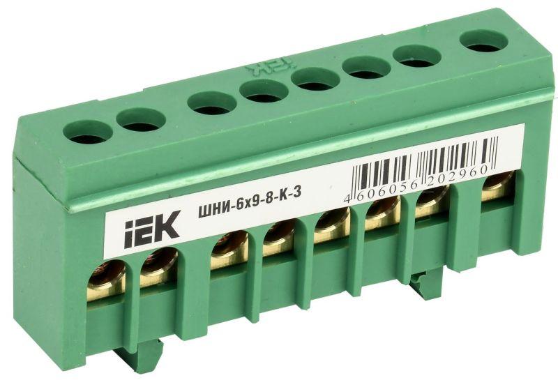 шина pe "земля" в корп. изол. на din-рейку шни-6х9-8-к-з зел. iek ynn10-69-8kd-k06 от BTSprom.by