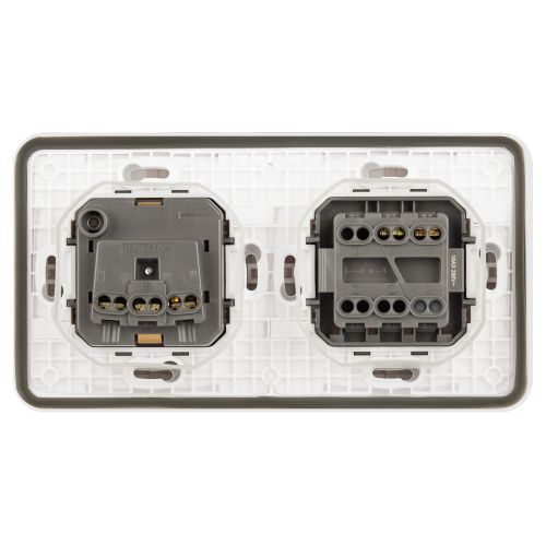  Блок розетка с выключателем Эксперт 11-7521-01 IP55 16А (10AX)-250В СУ бел. Эра Б0063261 фото в каталоге от BTSprom.by