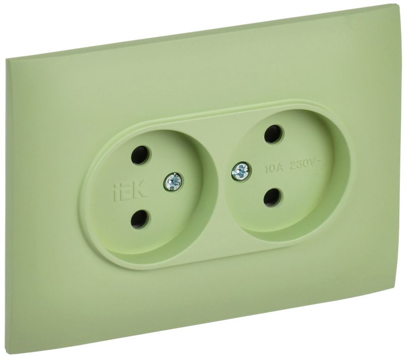 розетка 2-м skandy 10а без заземл. защ. шторки в сборе sk-r09g мятный iek sk-r23-10-k06-f от BTSprom.by