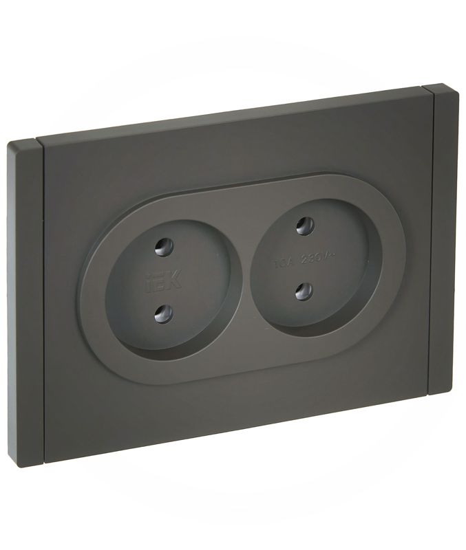 розетка 2-м сп forte&piano fp326 10а без заземл. без защ. шторок безвинт. крепл. сер. iek fp-r20-10-1-k03 от BTSprom.by